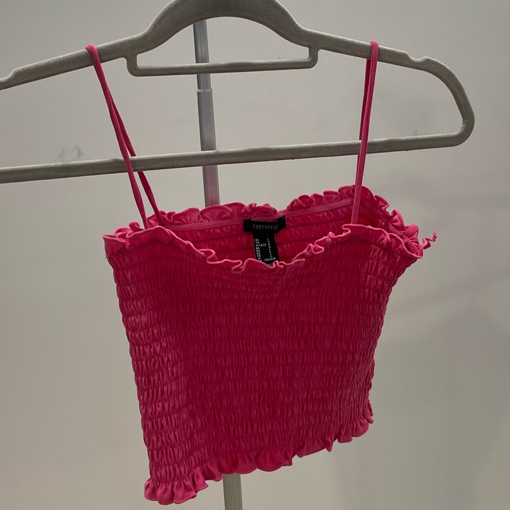 Forever 21 Scrunched skinny strap crop top